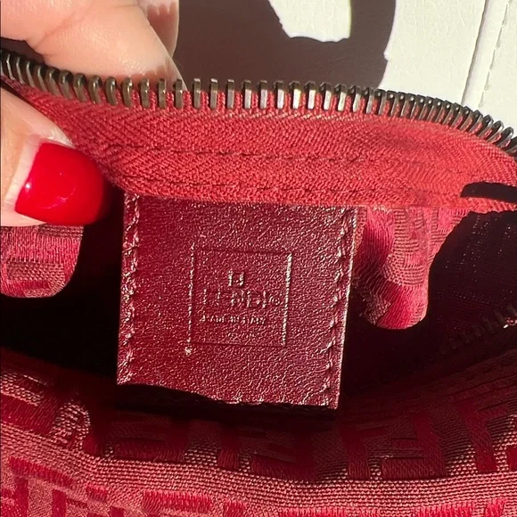 Vintage Fendi Red Zucchino Mini Pochette by Karl Lagerfield - Picture 5 of 9